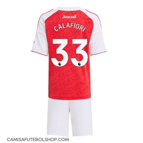 Camisa de time de futebol Arsenal Riccardo Calafiori #33 Replicas 1º Equipamento Infantil 2025-26 Manga Curta (+ Calças curtas)